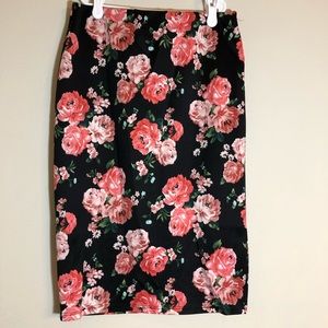 Black floral skirt